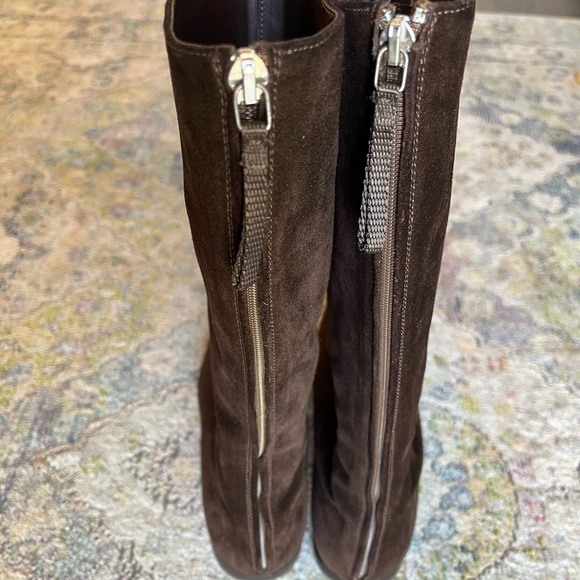 Prada Brown Suede Leather Designer Riding Boots Size 40 US 9.5 to 10 - Picture 5 of 13